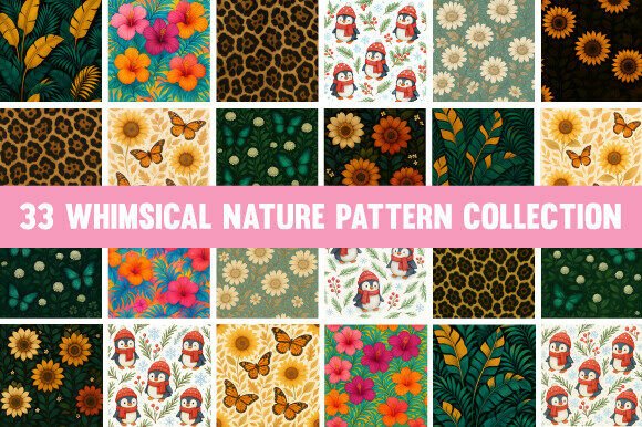 33 Whimsical Nature Pattern Collection: A Creative Resource for Modern Design