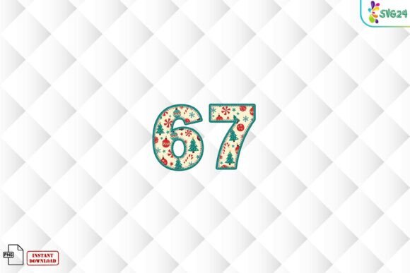 Christmas 67 Number Pattern PNG for Holiday Designs