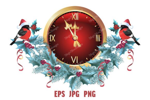 Christmas New Year Chimes Clock Garland: A Versatile Design Asset for Holiday Projects