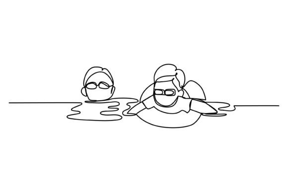 Continuous Line Design of Boys Swimming: Integrating Minimalist Art into Creative Workflows