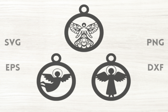 Decorative Angels Tree Ornaments SVG