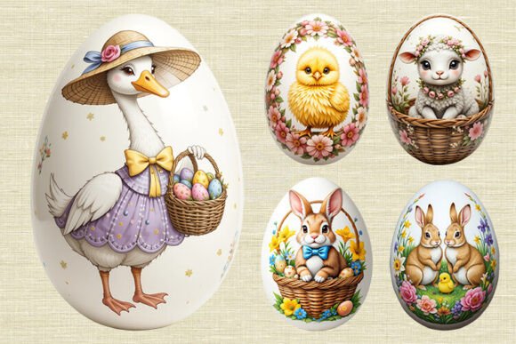 Digital Easter Eggs with Cute Animals