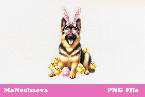 Easter German Shepherd Clipart Cute Dog: Elevate Your Spring Designs
