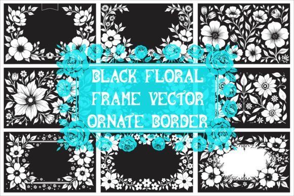 Elegant Laser Cut Black & White Floral Frame