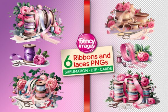 Elevating Digital Design with Ribbons and Laces - 6 Transparent PNGs