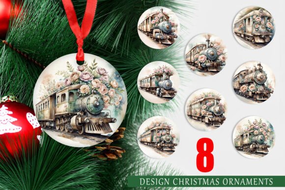 Elevating Holiday Branding with Ornament Vintage Train Printable Designs