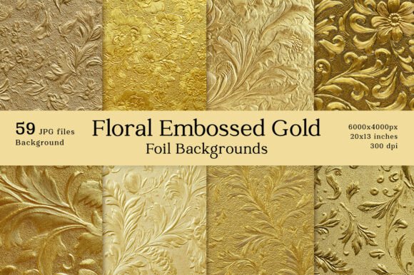 Elevating Visual Identity with 59 Floral Embossed Gold Foil Backgrounds