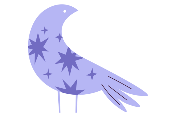 Folk Bird Shape with Star Pattern Decor