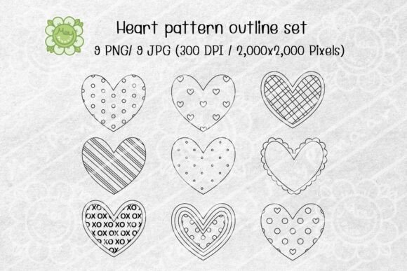 Heart Pattern Outline Set: Elevating Digital Design with Minimalist Versatility