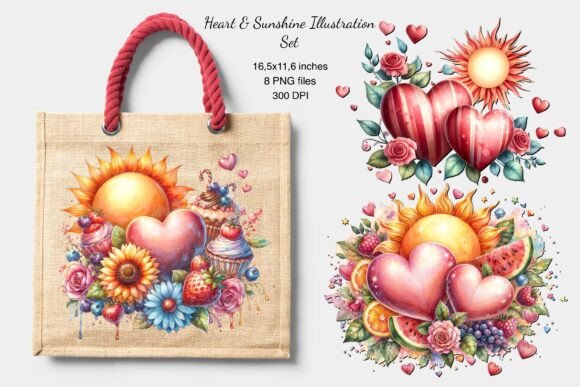 Heart Sunshine Illustration Set