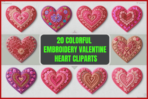 Integrating 20 Embroidery Valentine Hearts Cliparts into Your Creative Workflow