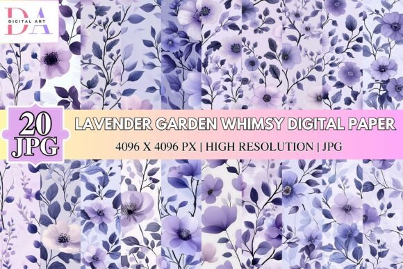 Lavender Garden Whimsy Digital Paper