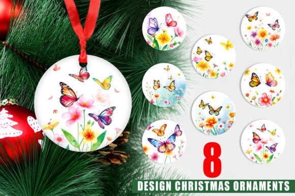 Ornament Butterfly and Flower: Festive PNGs
