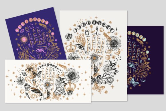 Palmistry Print Set: Boho Design Assets