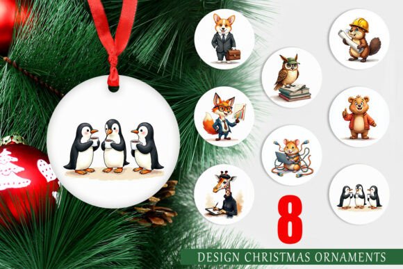 Professional Animal Watercolor Ornament Set