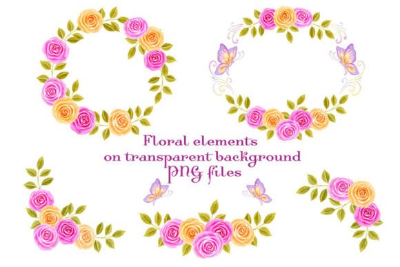 Roses Flowers Frames Watercolor Clipart