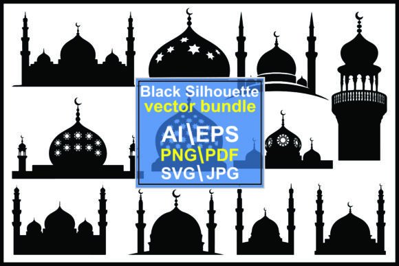 Silhouettes of Mosque Domes Minarets